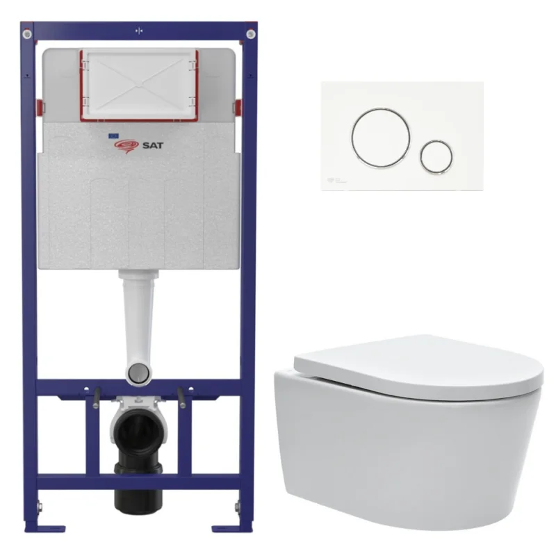 Super Prix Pack WC bâti ECO 2L Swiss Aqua Technologies + WC suspendu Swiss Aqua Technologies + plaque blanc / chrome (STESTBRWR03-FR)