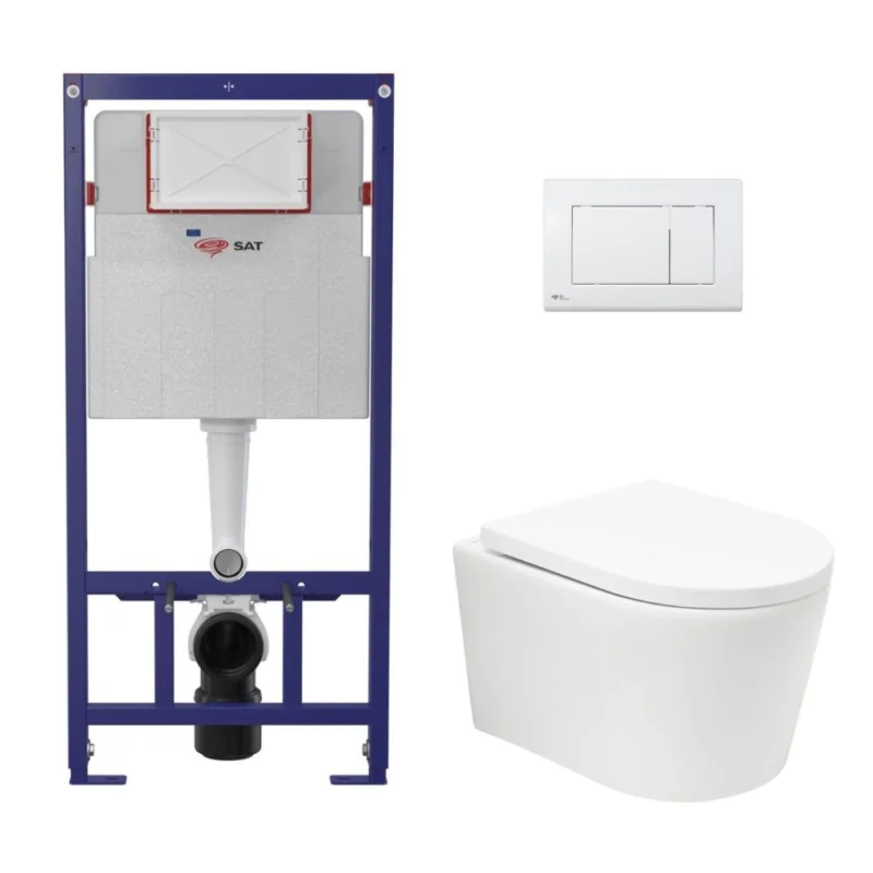 Marque Pack WC bâti ECO 2L Swiss Aqua Technologies + WC suspendu sans bride Swiss Aqua Technologies + plaque blanche (STESTBRWT01-FR)