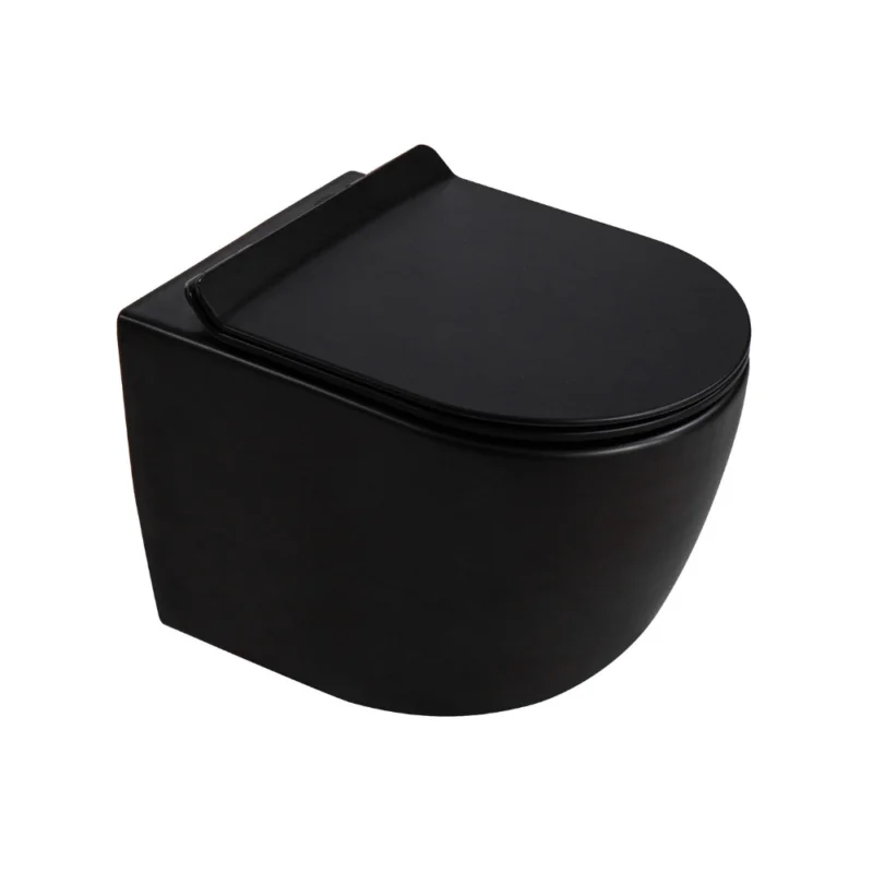 Must-Have PixL WC suspendu en céramique Vortex , fixations invisibles + abattant Soft-Close, Noir mat (CEPX010RTORPBKM)
