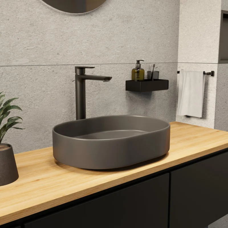 Soldes PixL 50 x 36,5 x 12 cm vasque à poser Infinitio, sans trop-plein, gris (CEPX5037GRM)