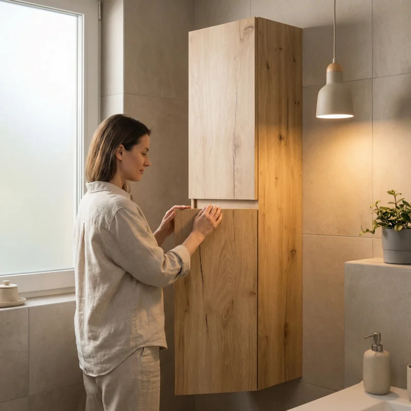 Authentique Meuble haut salle de bain suspendu 30x133x35 cm chêne mat B-Way (BWAY35OAK)