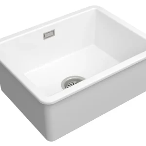 Infinitio 55,5x43x22 cm évier de cuisine simple à encastrer en céramique, avec trop-plein, sans siphon, blanc (SATSINK5543) Jusqu'à Épuisement Des Stocks