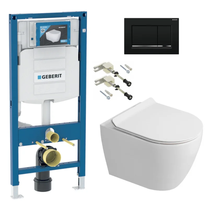 Duofix pack WC bâti-support + WC suspendu sans bride Ceramia PixL avec abattant SoftClose + plaque (GECEPXWT03-FR) Usine Directe