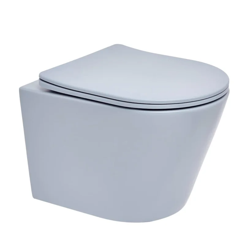 Infinitio WC suspendu sans bride en céramique avec abattant SoftClose, bleu mat (SATINF010RREXPDBLM) Populaire