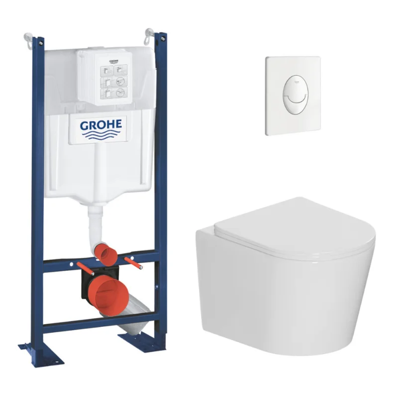 Haute Qualité Rapid SL pack WC bâti-support autoportant + WC suspendu sans bride Ceramia avec abattant SoftClose + plaque (GRRCE14WT02FR-FS)