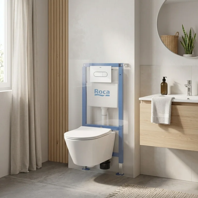 Pack WC bâti-support + WC suspendu sans bride Swiss Aqua Technologies avec abattant SoftClose + plaque (ROSTINWR01-FR) Must-Have