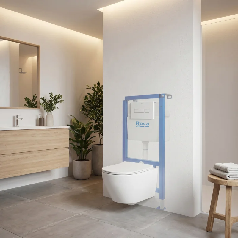 Meilleur Prix Pack WC bâti-support + WC suspendu sans bride Swiss Aqua Technologies avec abattant SoftClose + plaque (ROSTINWR04-FR)