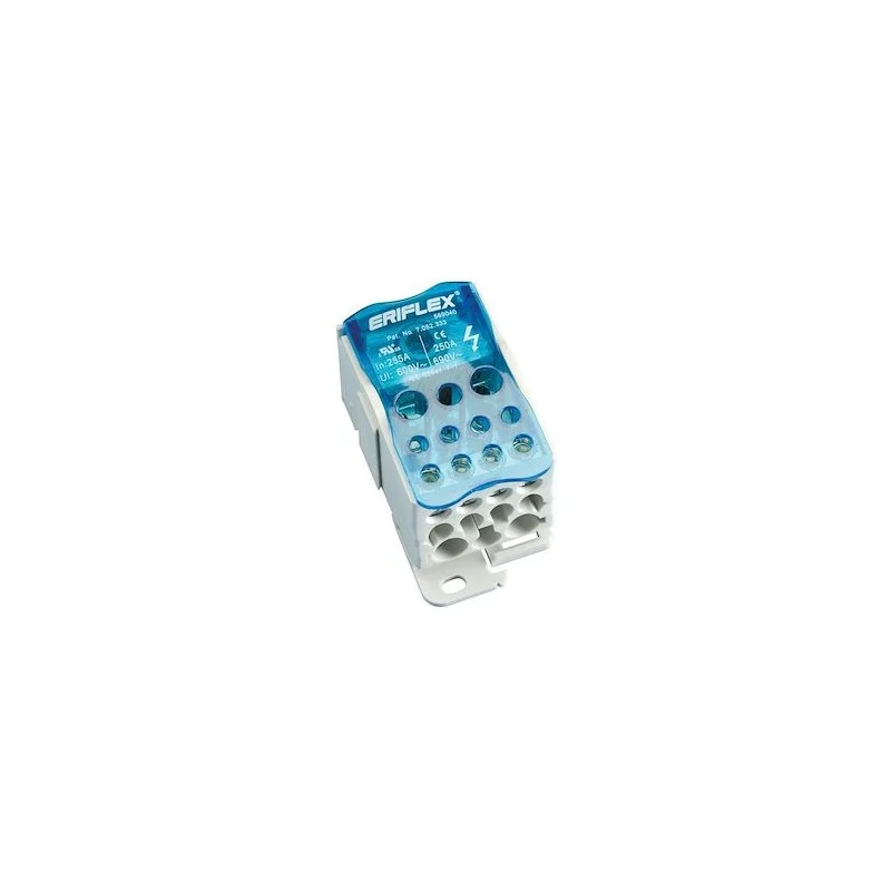 Nvent Erico 569040 Répartiteur unipolaire, 250 A IEC, Alim. 1 câble, Distribution 11 câbles, cuivre Must-Have