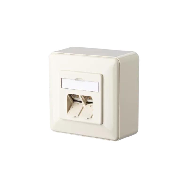 Vente Flash Metz connect 1307380001-I - Prise réseau en saillie CAT 6 - 2 ports - blanc nacré
