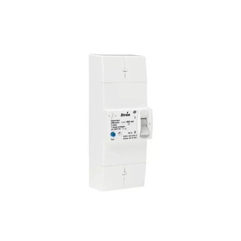 Haute Qualité Itron 400022 Disjoncteur de branchement 2P 60A - Diff 500 mA - sélectif - SDB II 500 60A M S