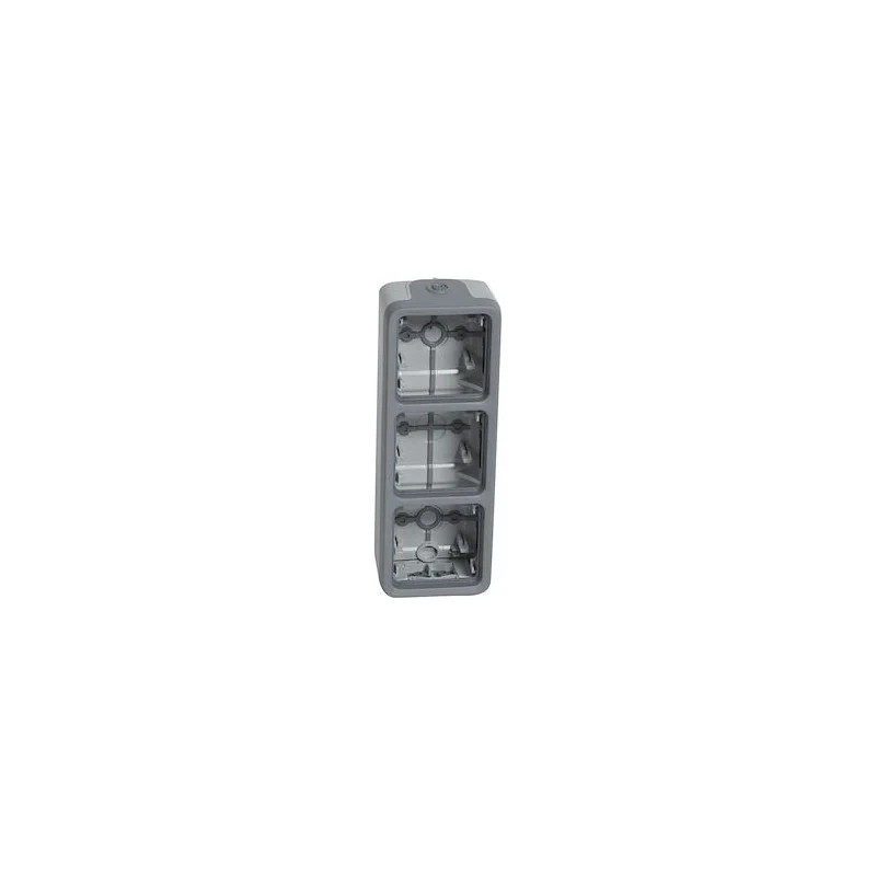 Legrand 069679 Boîtier étanche à embouts 3 postes verticaux Plexo composable IP55 - gris Satisfait Ou Remboursé