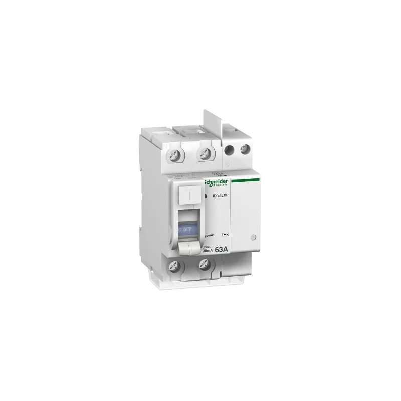 Pas Cher Schneider 23162 DuoLine XP, interrupteur différentiel ID‘clic 2P 63A, 30mA, type AC peignable