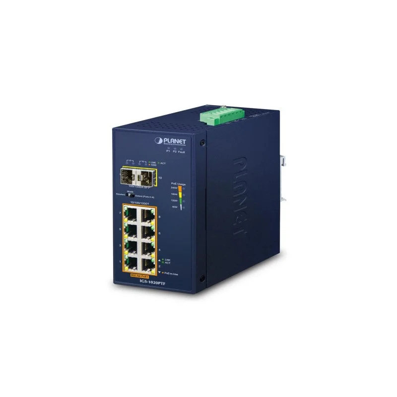 Planet IGS-1020PTF Switch Indus 8 ports Giga PoE at 240W 2xSFP Prix Promo