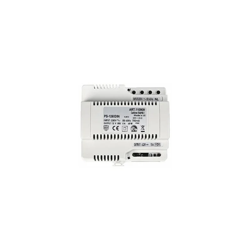 Nouvel Arrivage Aiphone PS1250DIN Alimentation modulaire 230 Vac / 12 Vcc - 5 A, fixation rail DIN 6 modules