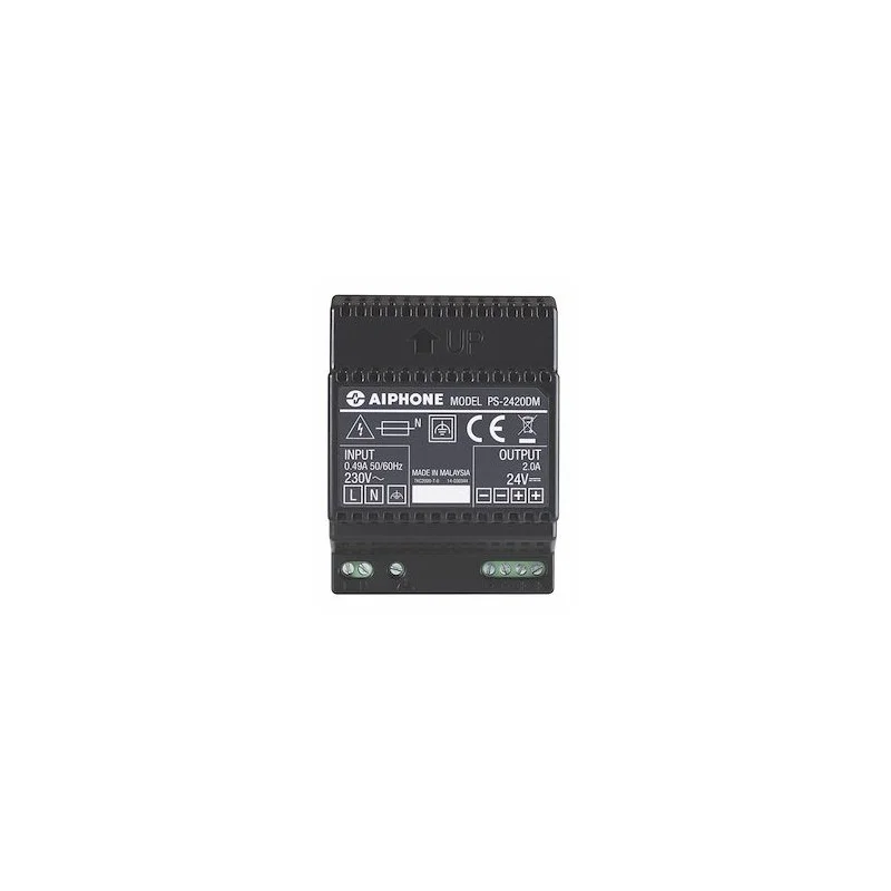Commander Vite Aiphone PS2420DM Alimentation modulaire 230 Vac / 24 Vcc - 2 A, fixation rail DIN 4 modules