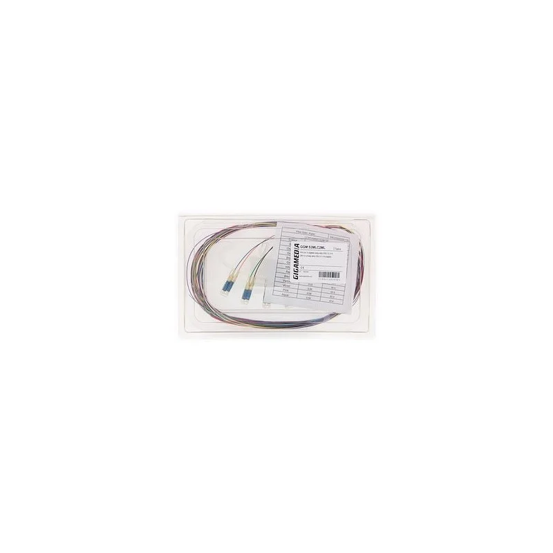 Offre Exclusive Gigamedia S3MLC2ML Lot de 12 pigtails colorés semi-serrés easy-strip LC/UPC OS2 9/125 µm 2 mètres