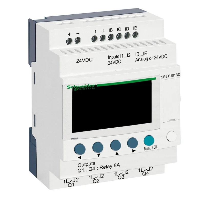 Solde Schneider SR3B101BD Automate Zelio Logic - relais intelligent 10 E/S extensibles - 24Vcc - horloge + afficheur
