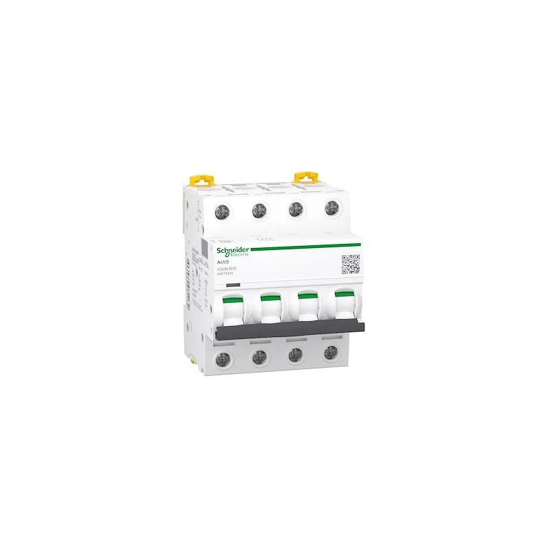 Schneider A9F75410 Acti9 iC60N - Disjoncteur - 4P - 10A - Courbe D - 400Vca - 6000A/10kA Meilleur Prix