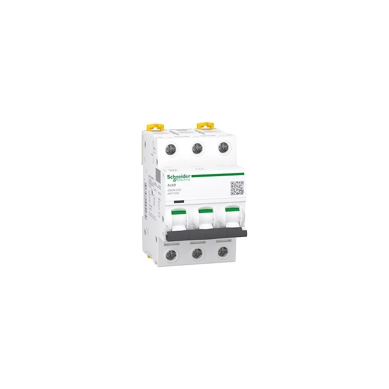 Schneider A9F77350 Acti9 iC60N - Disjoncteur - 3P - 50A - Courbe C - 400Vca - 6000A/10kA Quantité Limitée