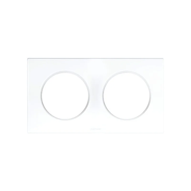 Eur’Ohm 60297 Plaque de Finition Blanche Square – 2 Postes Vente Directe
