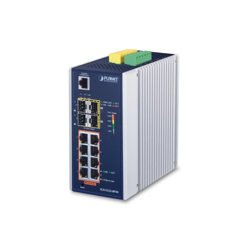 Expédition Rapide PLANET IGS-5225-8P4S Switch Industriel Niv2 8 ports Gigabit PoE+ & 4 SFP 100/1G