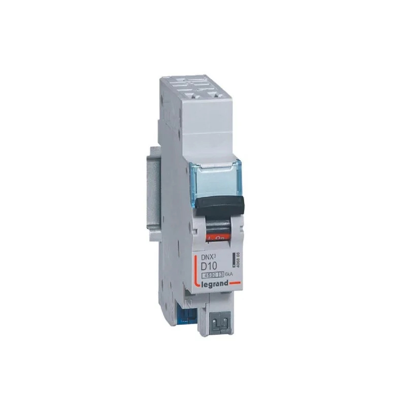 Legrand 406808 Disjoncteur Legrand dnx³ 4500 6kA - auto/auto - 1P+N - 230V~ 10A - courbe D Usine Directe