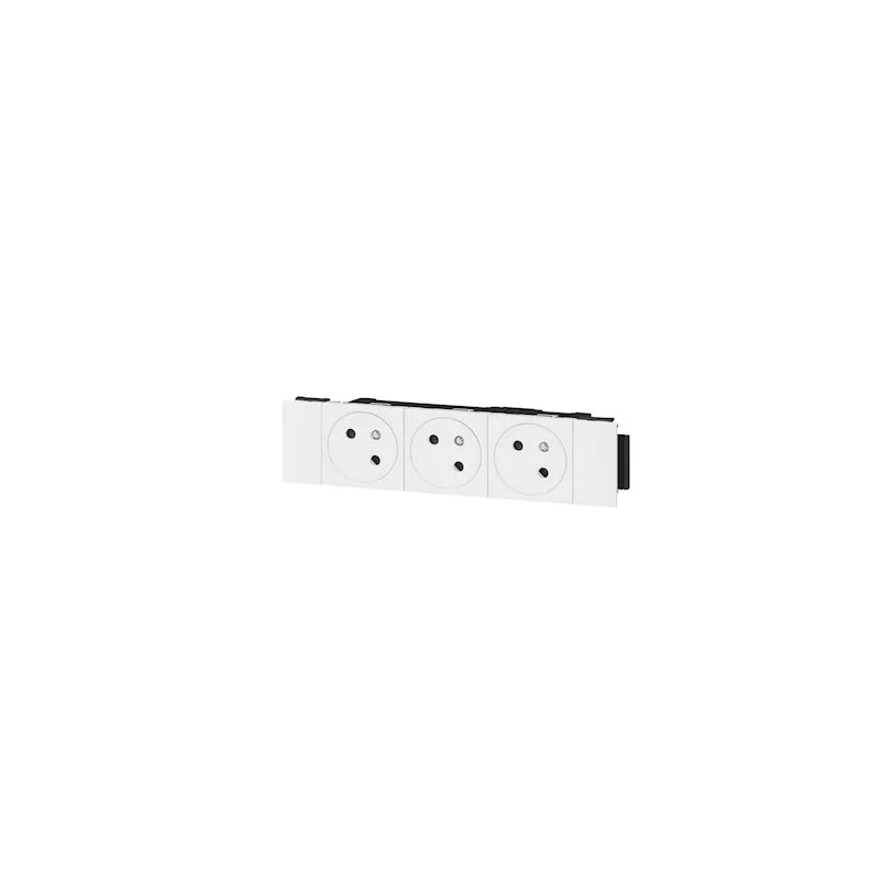 Legrand 077103L Prise 3x2P+T surface Mosaic Soluclip goulotte clippage direct 6 modules - blanc Populaire