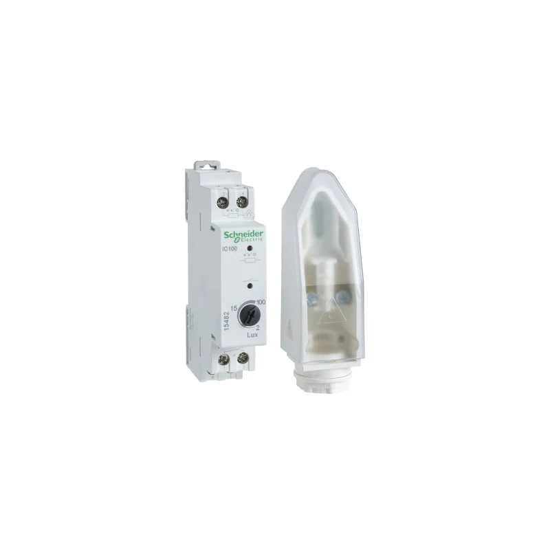 Schneider 15482 Acti9 IC 100 - interrupteur crépusculaire - 2..100 lux - avec cellule murale Usine Directe