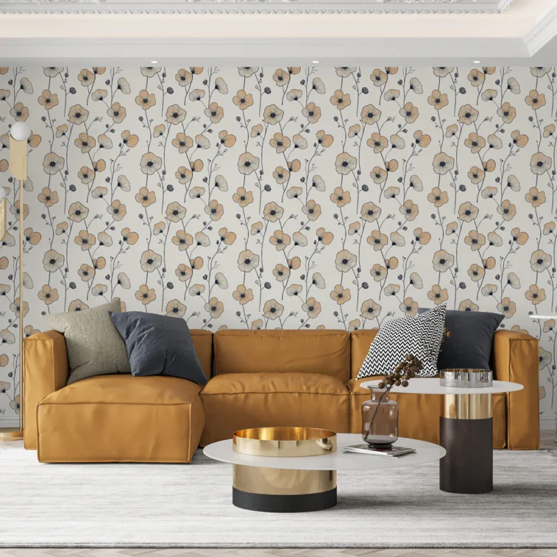 Offre Exclusive Papier peint fleurs délicates Motif floral subtil aux tons pastel