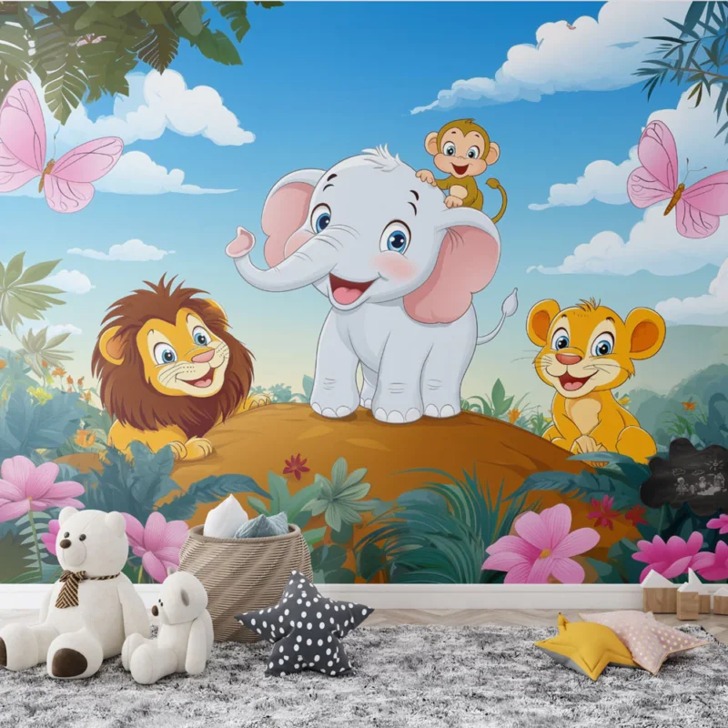 Acheter En Ligne Papier Peint Jungle Enchantée Animaux Amusants
